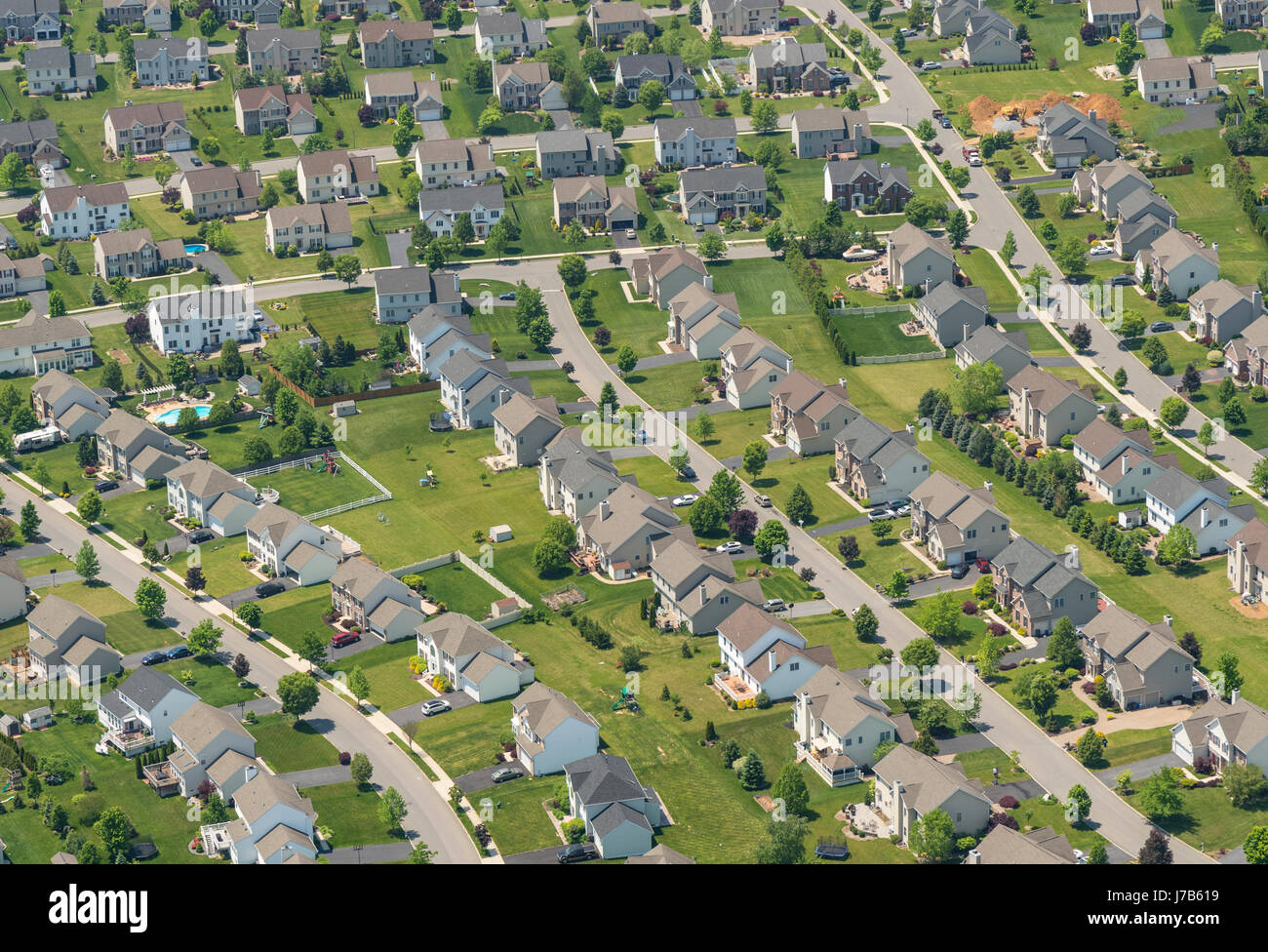 Vista aerea della Pennsylvania Case suburbane di quartiere residenziale Foto stock - Alamy