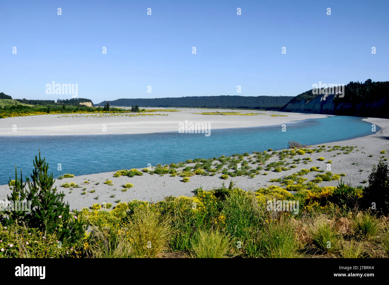 Nuova Zelanda scenic sdalpen neuseeland rakaia canterbury flusslandschaft sdinsel Foto Stock