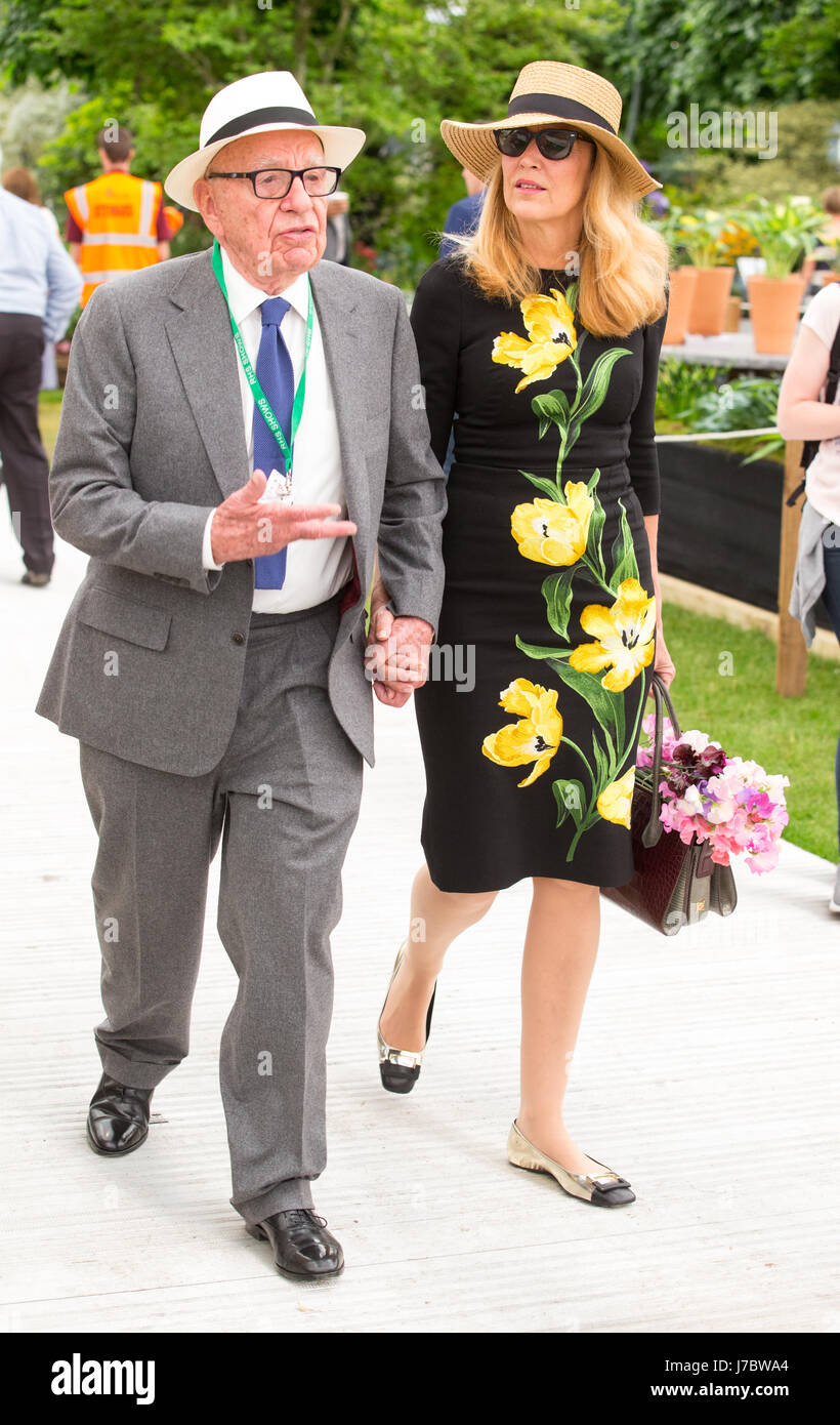 Rupert Murdoch, Australian-nato americano media mogul e sua moglie Jerry Murdoch al RHS Chelsea Flower Show 2017 Foto Stock