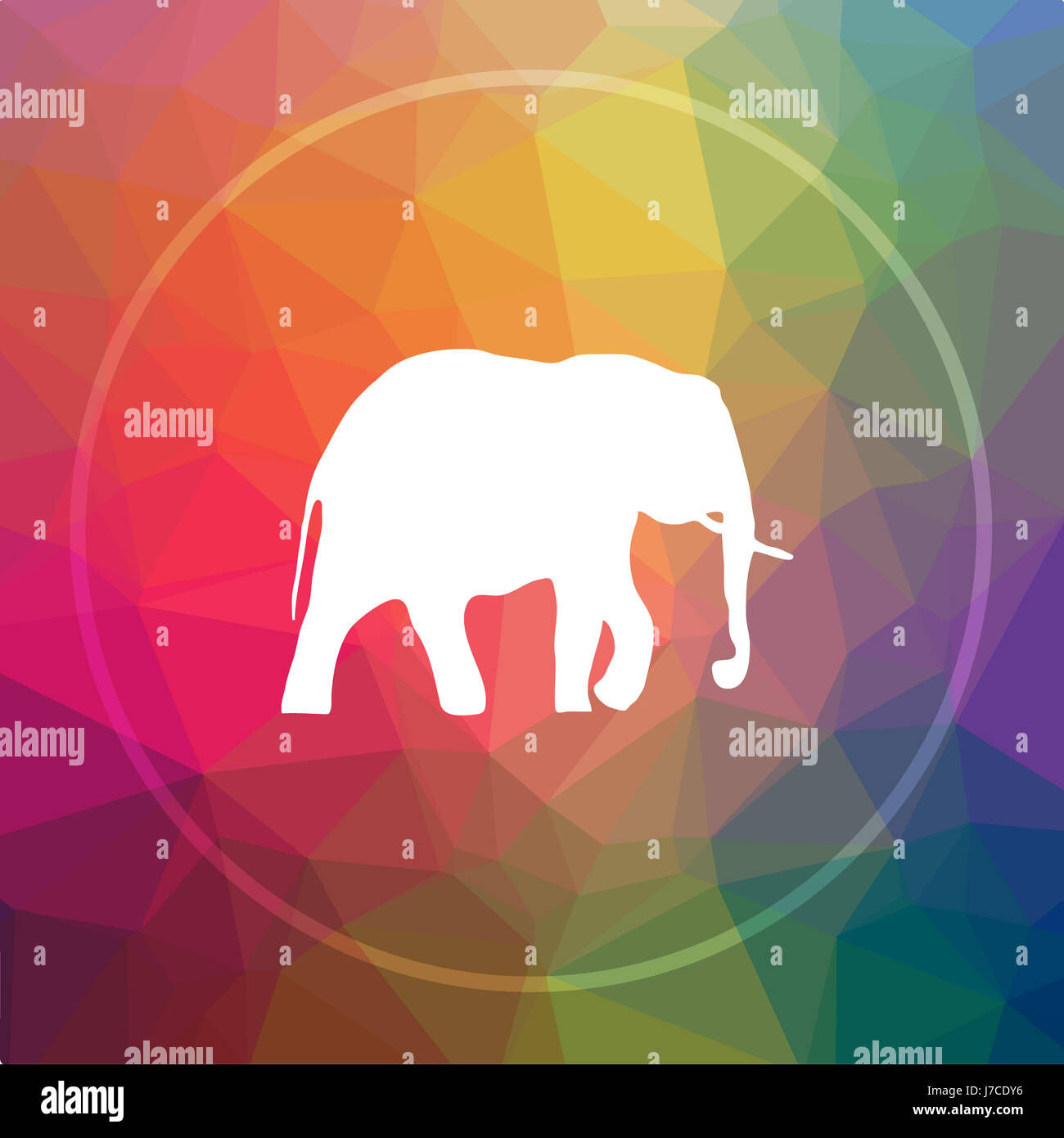 Icona di elefante. Sito web di elefante pulsante sul basso poli dello sfondo. Foto Stock