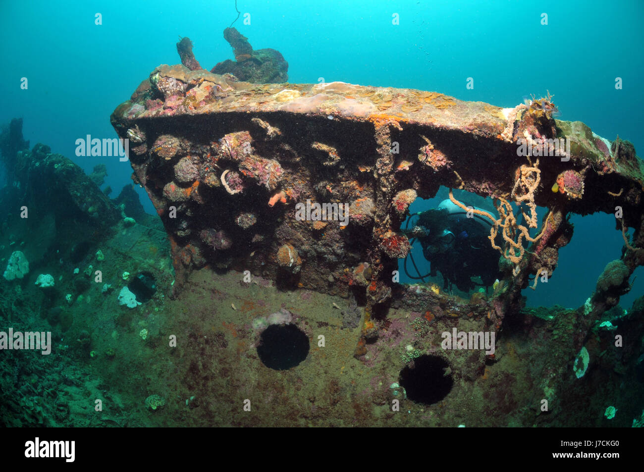 Relitto immersioni relitto subacqueo Barca a Vela Barca a vela barca a remi imbarcazione natante Foto Stock