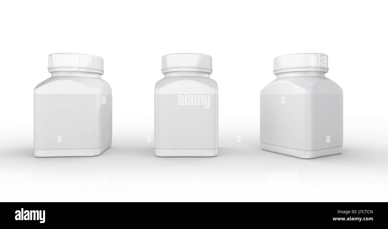 Bottiglia di plastica bianca confezione con tracciato di ritaglio per medico e sanitario prodotto. Foto Stock