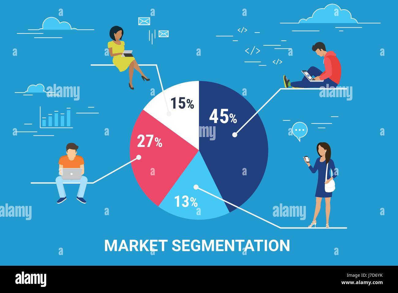 Segmentazione del mercato ed infografico concetto illustrazione Illustrazione Vettoriale