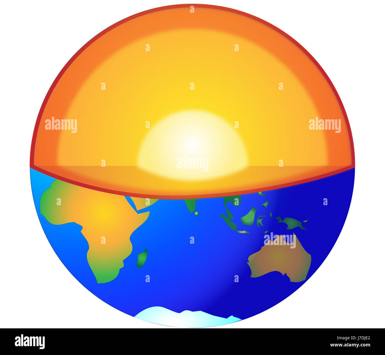 Rappresentazione dell'interno della terra Foto Stock