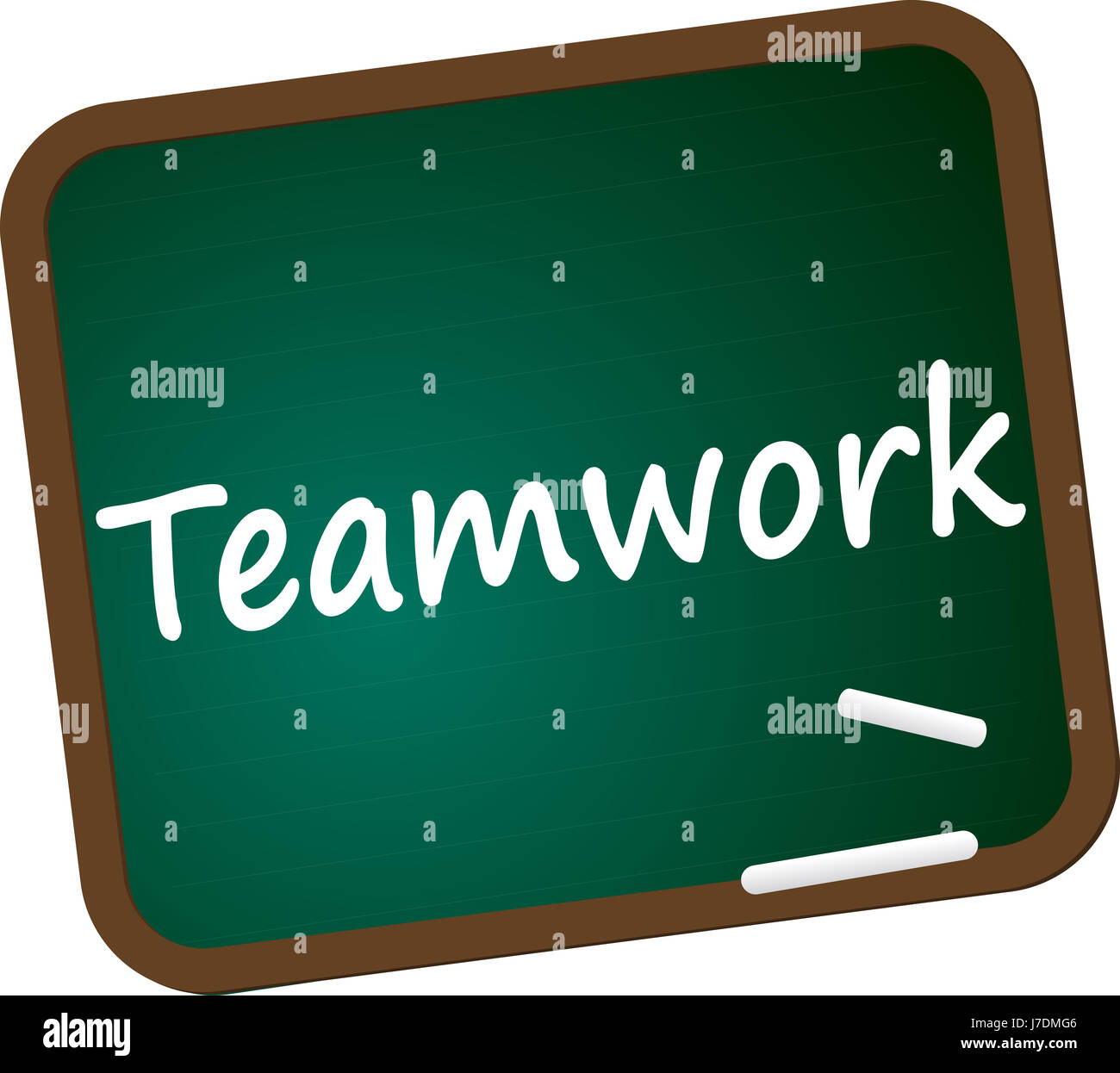 Illustrazione della scheda per saperne di chalk lettera teamwork blackboard educativo della scuola Foto Stock