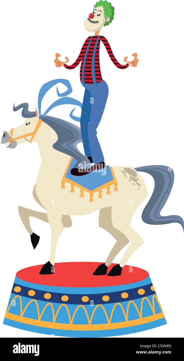 Acrobat clown su circus cavallo. Intrattenimento immagine di carnevale Illustrazione Vettoriale