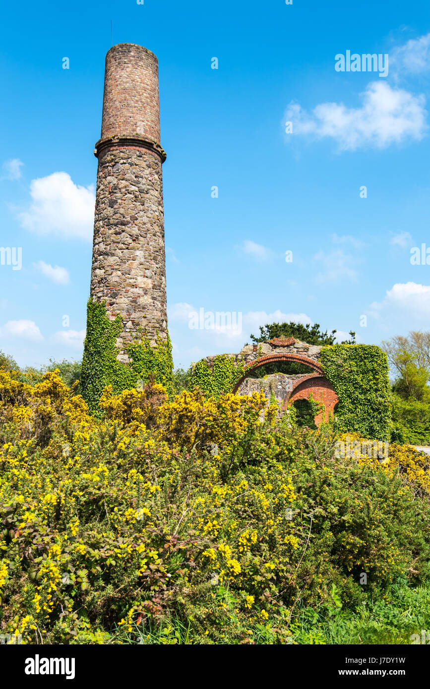 La Casa del compressore a sud Tincroft miniera, vicino alla piscina, Cornwall fu costruito nel 1891 per ospitare un vapore orizzontale trasversale condotto composto compressore aria Foto Stock