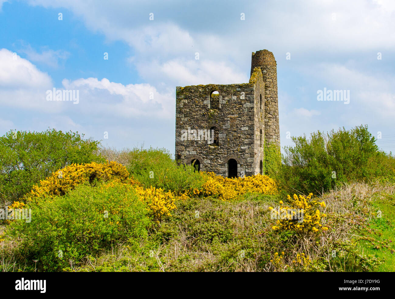 I nuovi francobolli motori della casa Wheal Grenville vicino a Troon, Camborne, Cornwall, Regno Unito fu costruito intorno al 1890 e ha spinto 136 capi di Cornish timbri Foto Stock