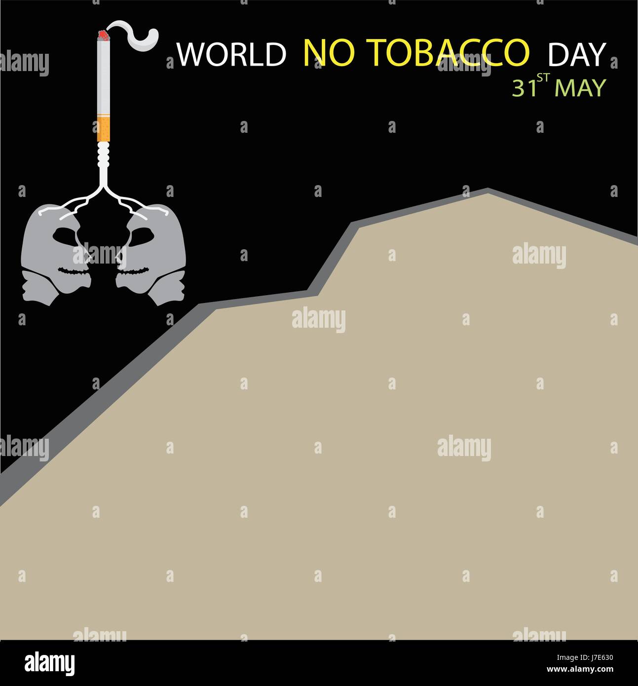 Celebra la Giornata Mondiale senza tabacco, sfondo con copia spazio, illustrazione vettoriale. Illustrazione Vettoriale