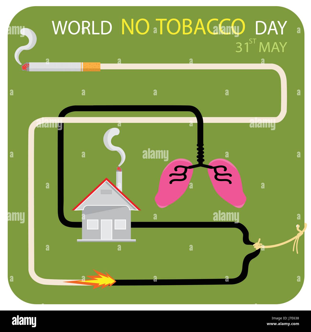 Celebra la giornata mondiale senza tabacco, illustrazione vettoriale. Illustrazione Vettoriale