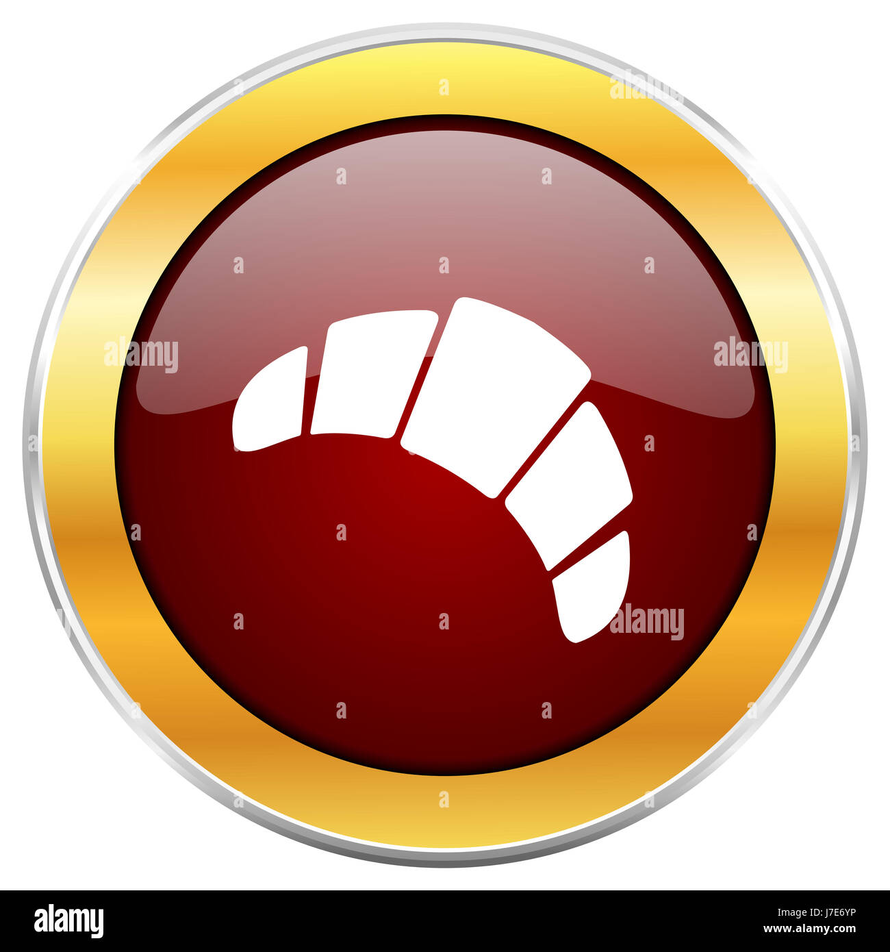 Cornetto rosso icona web con bordo dorato isolati su sfondo bianco. Round pulsante lucida. Foto Stock