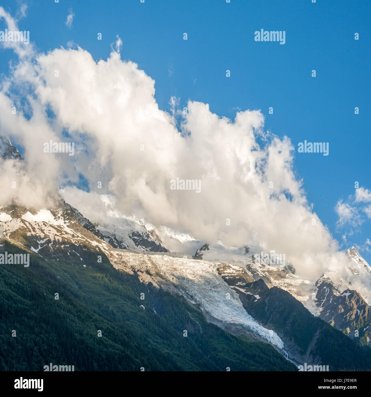 Ghiacciaio Bossons al Mont Blanc Foto Stock