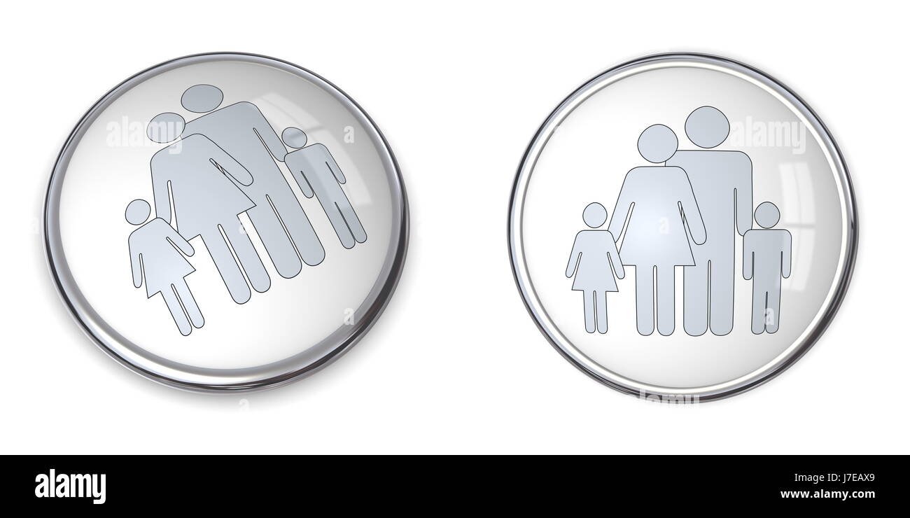 Intorno ai genitori di argento pulsante famiglia familiy grigio grigio bambini Foto Stock