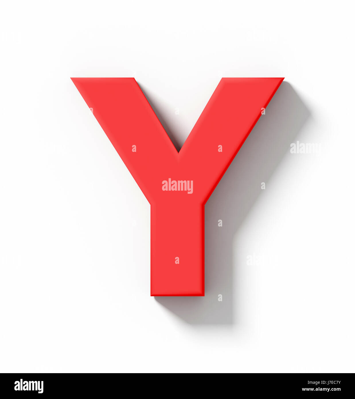 Lettera Y 3D isolato rosso su bianco con ombra - proiezione ortogonale - 3d rendering Foto Stock