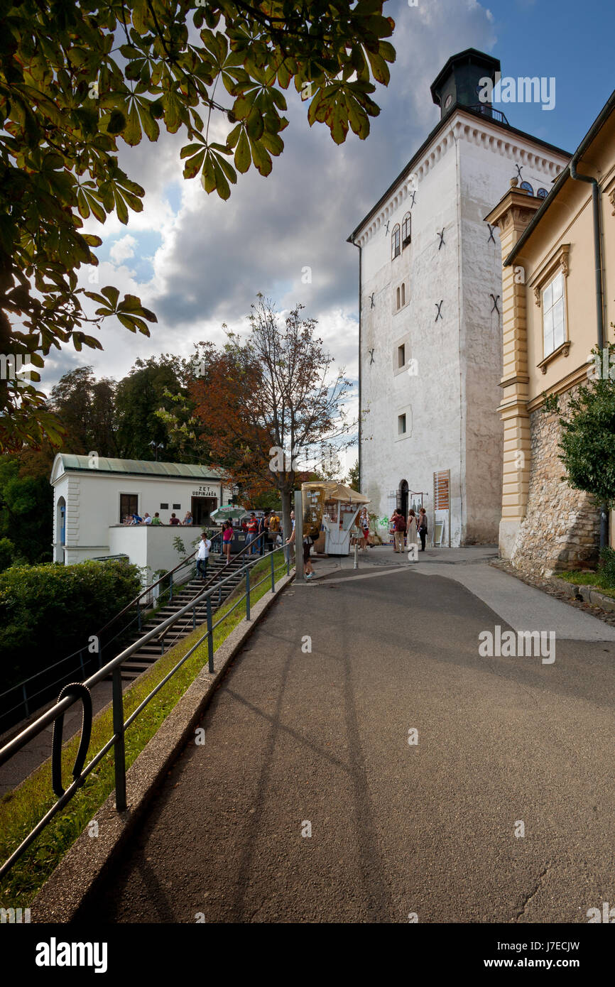 Torre Lotrscak nella città vecchia, Zagabria, Croazia Foto Stock