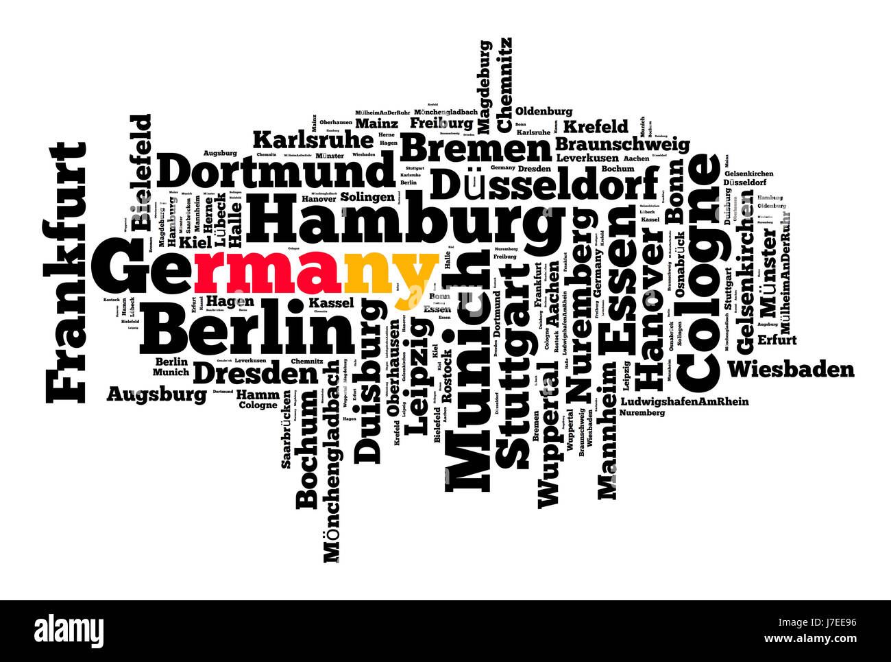 Località in Germania parola concetto di cloud Foto Stock