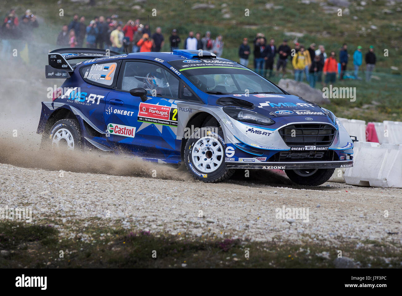 Viana do Castelo, Portogallo - 19 Maggio: Ott Tanak di Estonia e Martin Jarveoja di Estonia competere nel loro M-Sport WRT Ford Fiesta WRC. Foto Stock