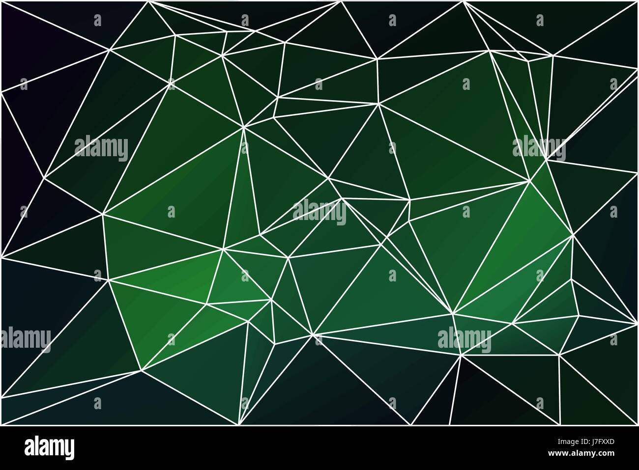 Neon incandescente verde bassa astratta geometrica poly lo sfondo con il triangolo bianco maglia. Illustrazione Vettoriale
