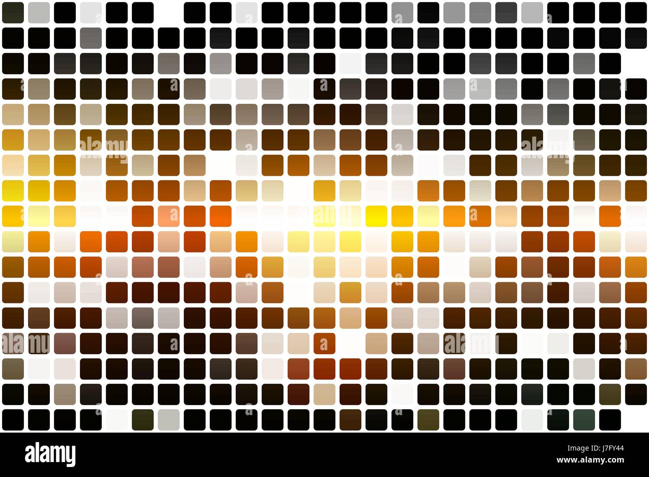 Nero giallo arancione occasionali di vettore di opacità formelle quadrate in mosaico su sfondo bianco Illustrazione Vettoriale
