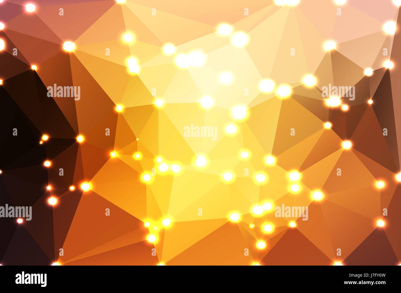 Giallo rosa corallo nero bassa astratta poli sfondo geometrico con luci sfocati Illustrazione Vettoriale