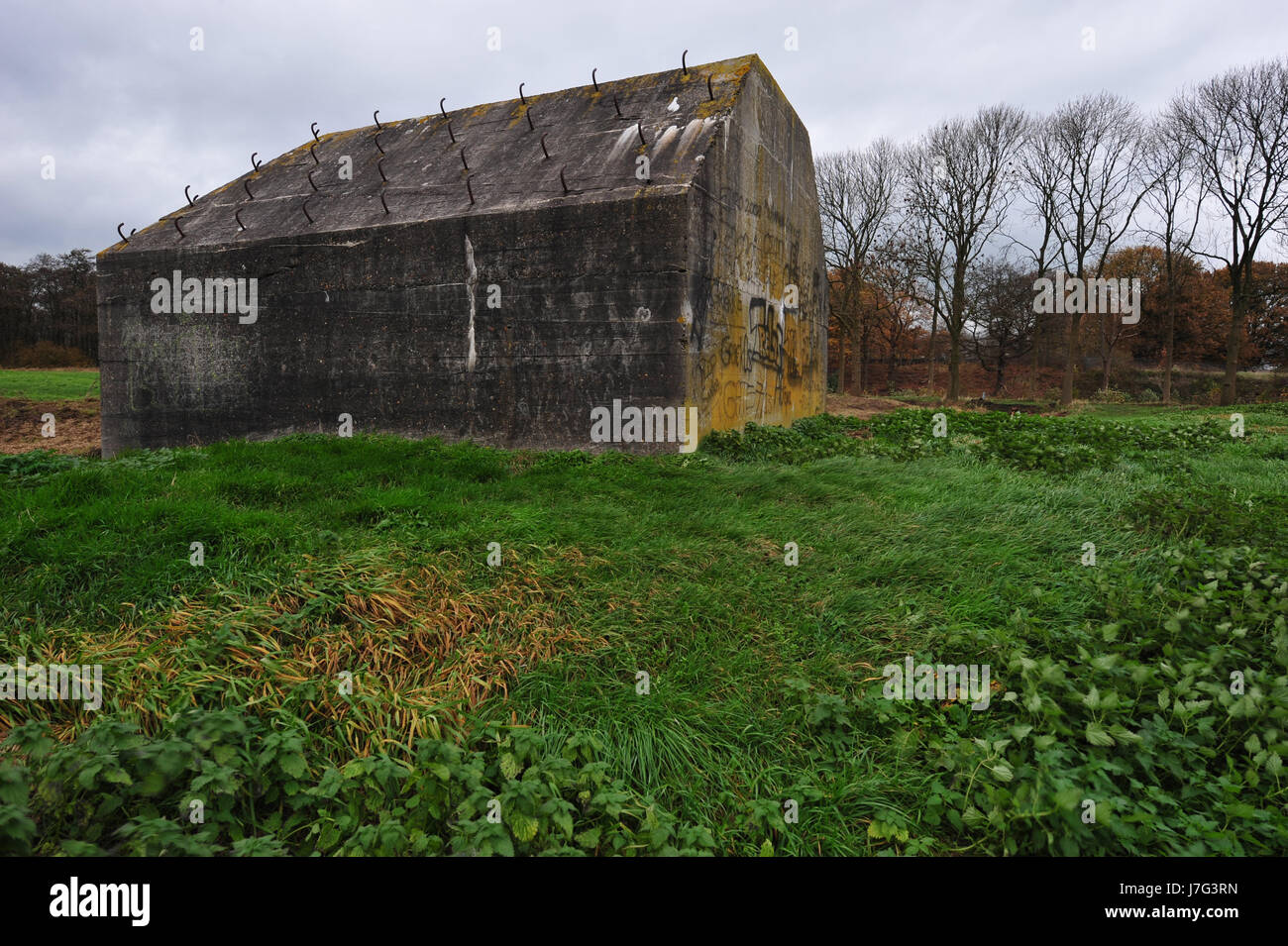 Campo bunker guerra concrete di protezione proteggono la difesa fortificazione militare Foto Stock