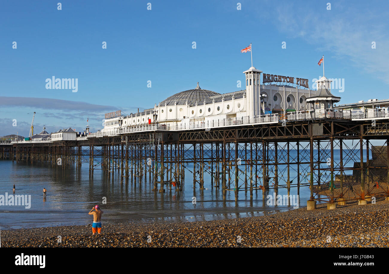 Palazzo di Brighton Pier e Brighton East Sussex, England, Regno Unito Foto Stock