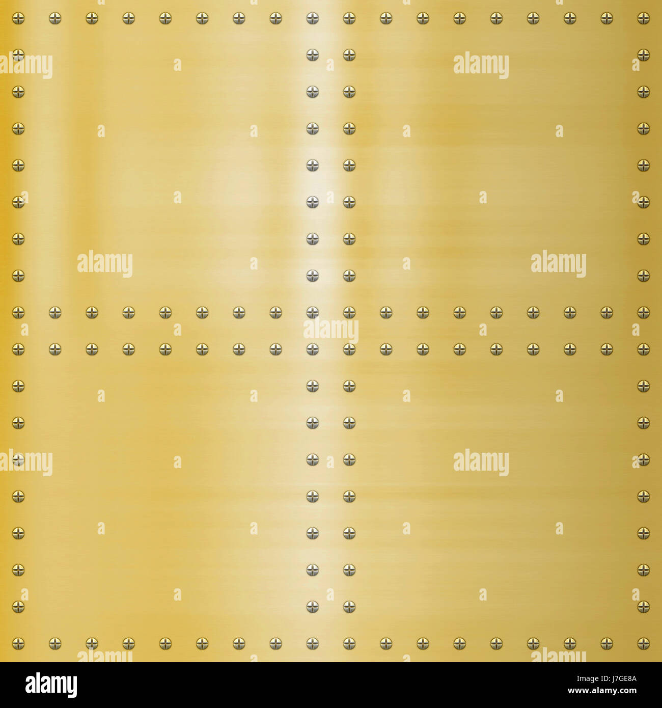 Metallo dorato metallico rivettato spazzolato foglio pagina sfondo oro in background Foto Stock