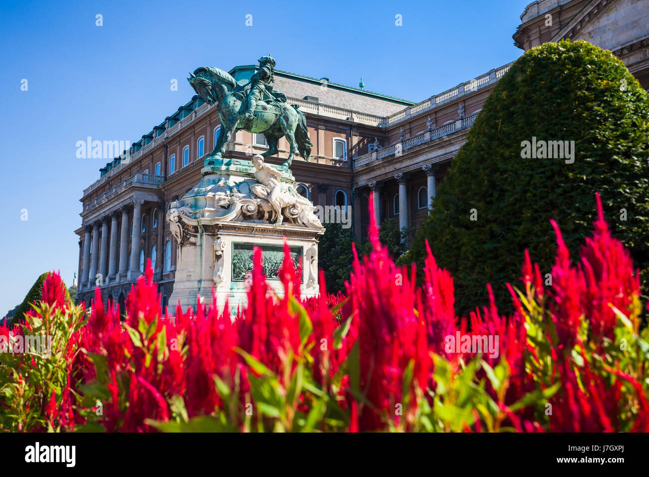 La statua del Principe Eugenio di Savoia di fronte al Castello di Buda, Nudapest, Ungheria Foto Stock