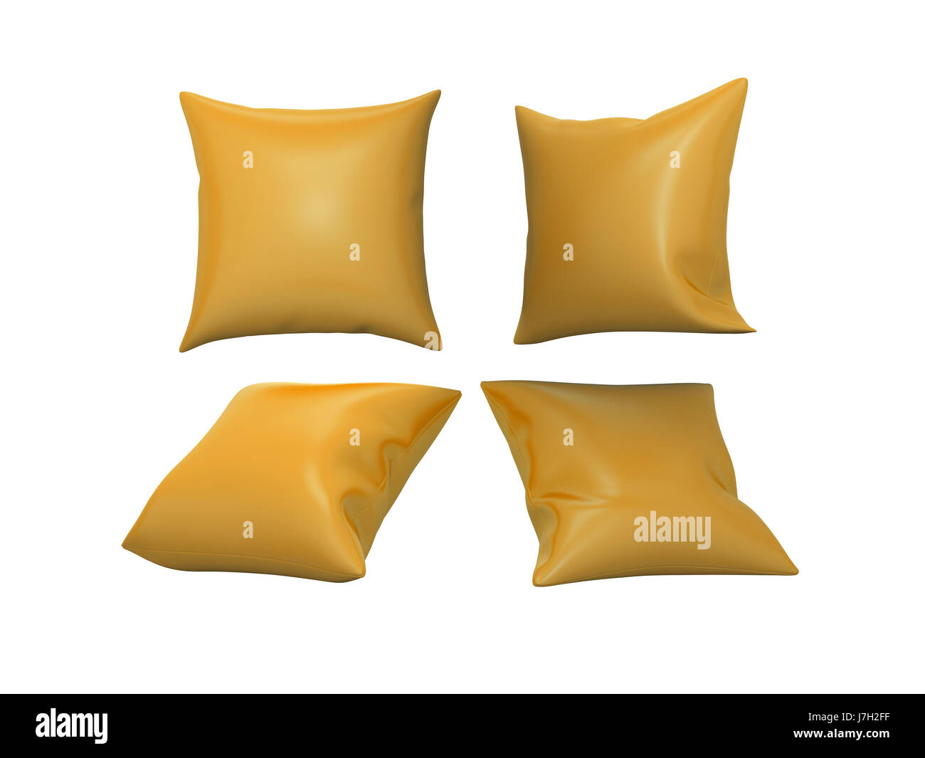 Arancione quadrato bianco cuscino decorativo con tracciato di ritaglio Foto Stock