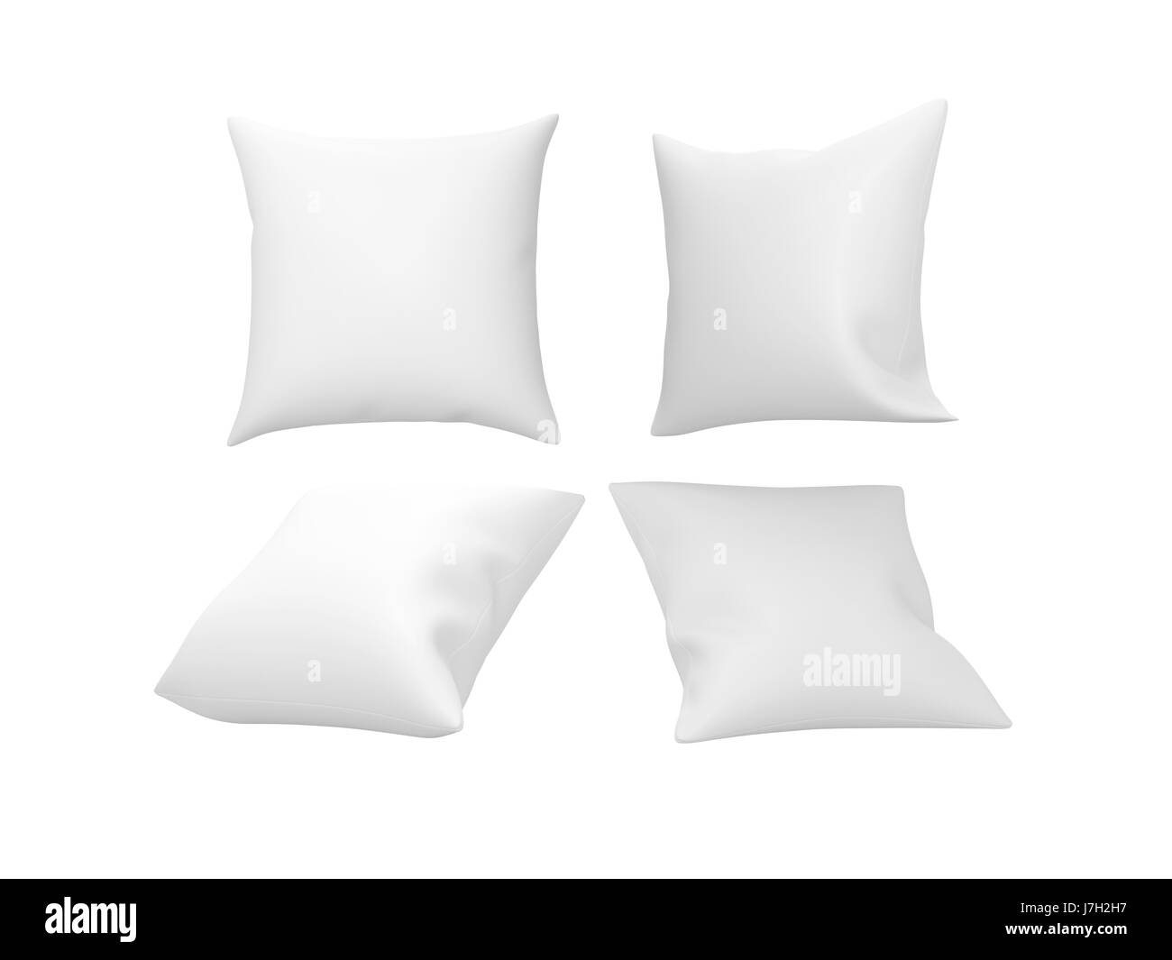Bianco quadrato bianco cuscino decorativo con tracciato di ritaglio Foto Stock