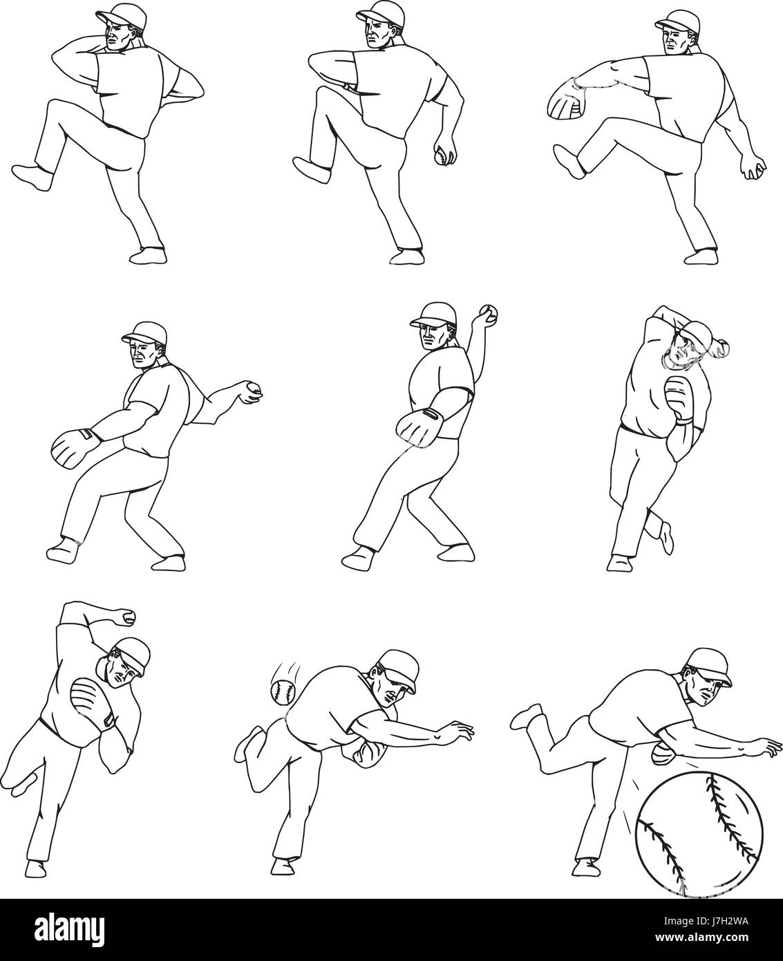 Insieme di raccolta di illustrazioni di un atleta che lavora fuori colpendo il pneumatico con martello visto dal lato fatto nel disegno stile sketch. Illustrazione Vettoriale