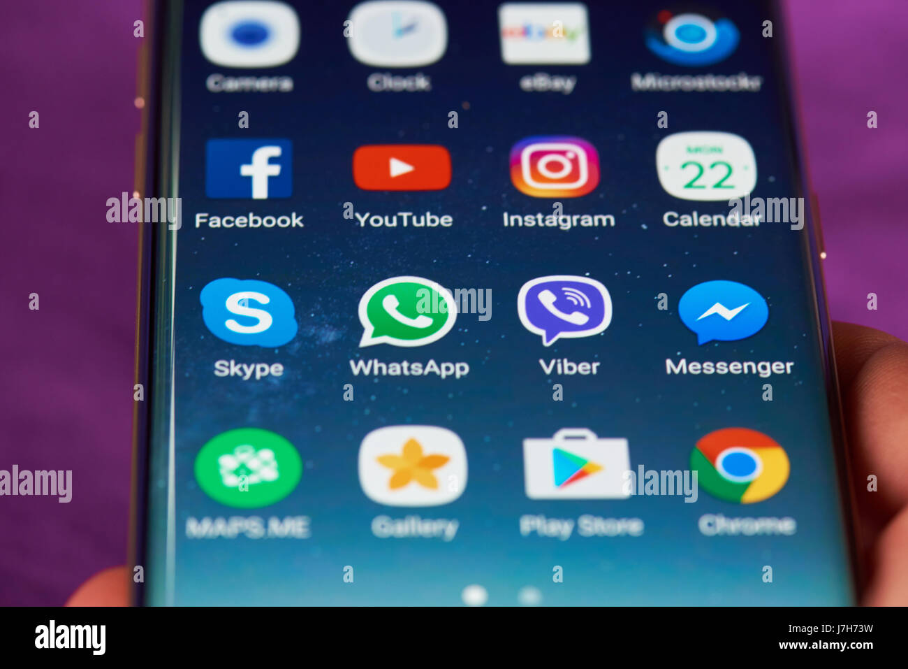 New york, Stati Uniti d'America - 22 Maggio 2017: Smartphone Le icone delle applicazioni sulla schermata mobile close-up Foto Stock