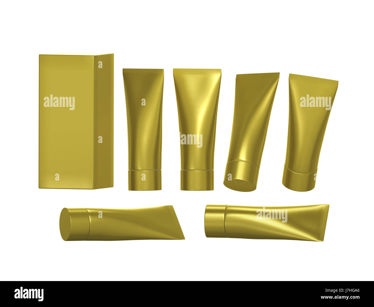 Golden igiene tubo con percorso di clipping. imballaggi con cappuccio mock up pronto per il tuo prodotto come crema di bellezza, di gel o di prodotto medico . facile wra Foto Stock