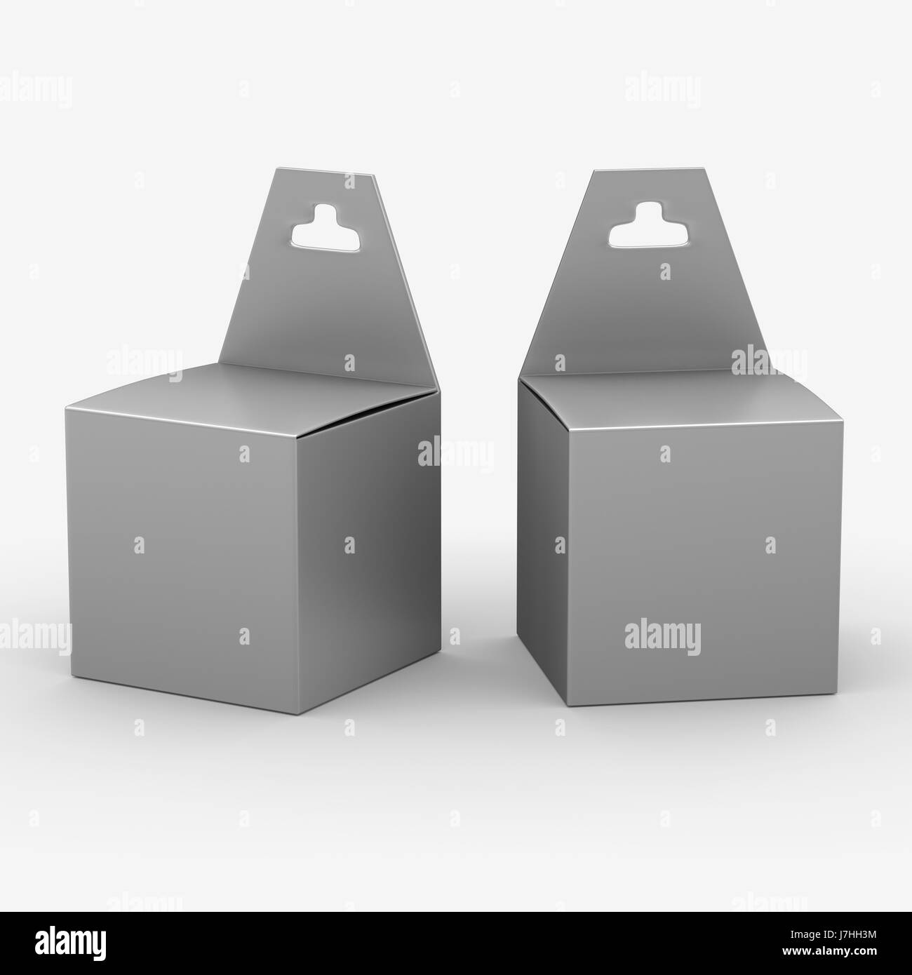 Carta d'argento Confezione con appendiabiti, percorso di clipping incluso. Pacchetto di modelli per la varietà prodotto come cartuccia di inchiostro elettronico o articoli di cartoleria. rea Foto Stock