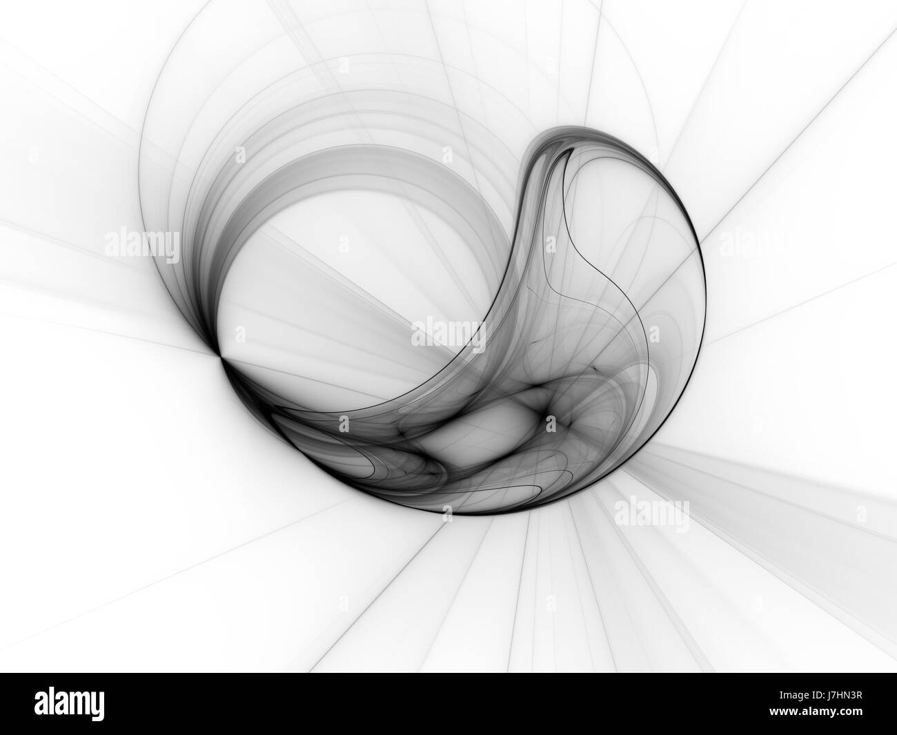 Incandescente disco al plasma nello spazio texture, generato dal computer invertito astratta mappa di intensità, sfondo bianco e nero, rendering 3D Foto Stock