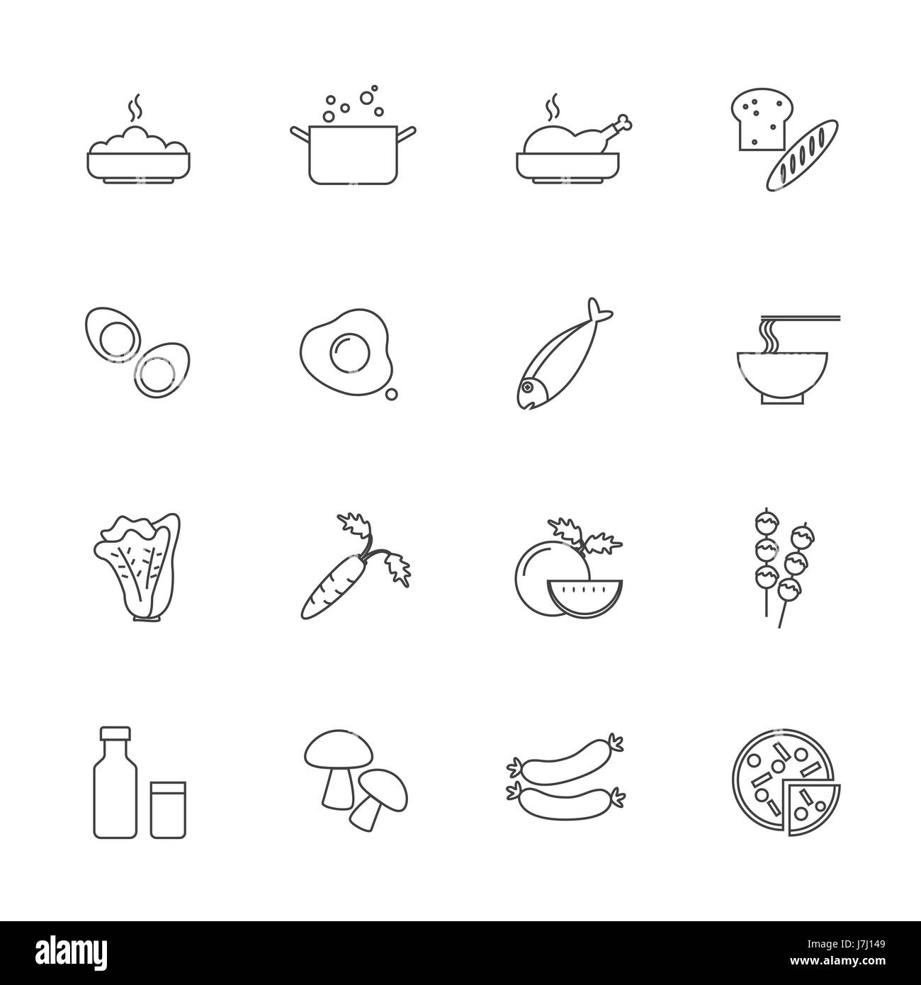 Alimenti e ingredienti set di icone, Icona di linea Illustrazione Vettoriale