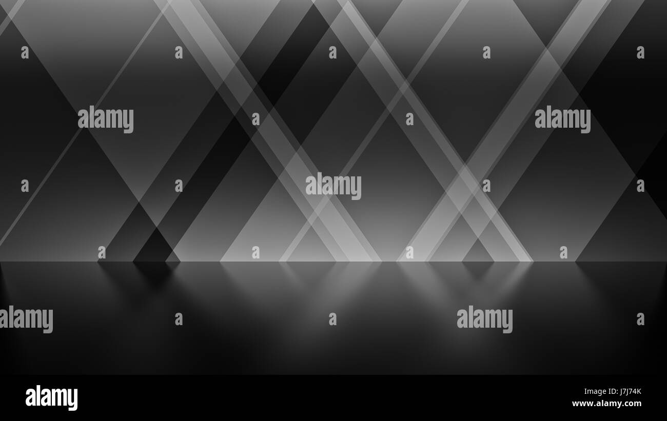 Abstract di nero e sfondo bianco, rectanges inclinata di sovrapposizione con il piano riflettente Foto Stock