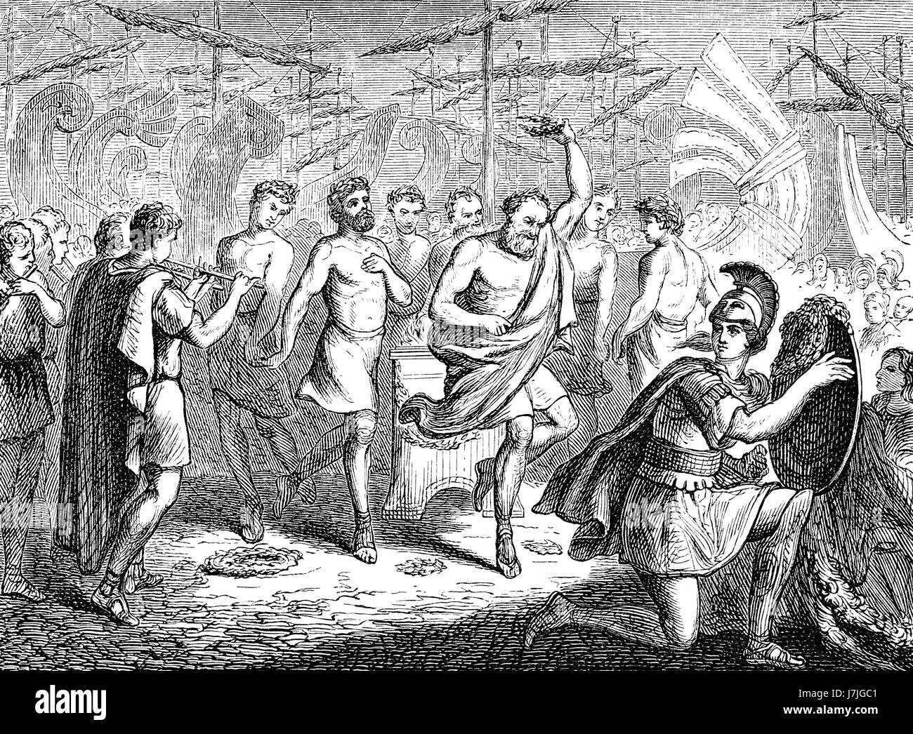 Eschilo e Sophokles, ballo dopo la battaglia di Salamina nel 480 A.C. Foto Stock