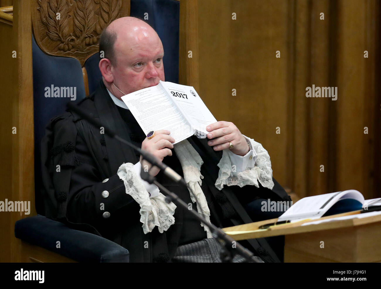 Chiesa Moderatore Rt Rev Dr Derek parla di doratura durante l Assemblea Generale della Chiesa di Scozia a Edimburgo. Foto Stock