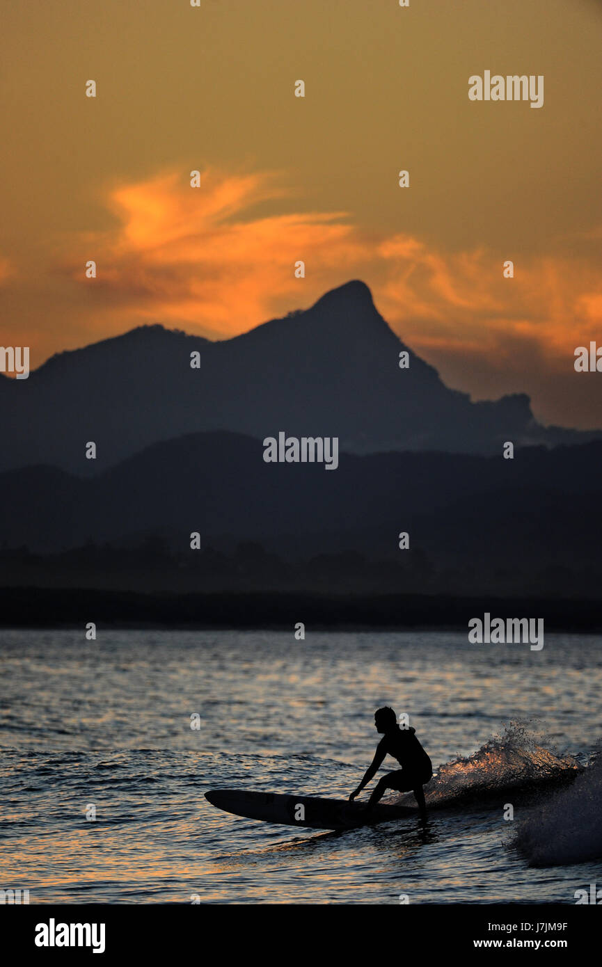Vista sulla baia di Byron al tramonto Foto Stock