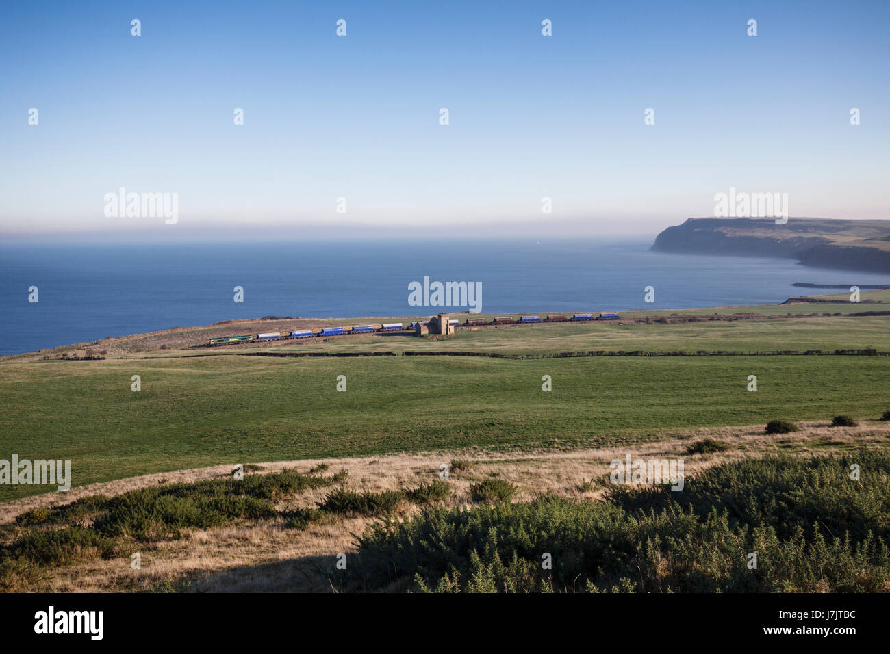 25/01/2017 Brotton (ramo Boulby, Teesside, UK ) Freightliner classe locomotiva 66 tira il cloruro di potassio dall Boulby a Tees dock Foto Stock