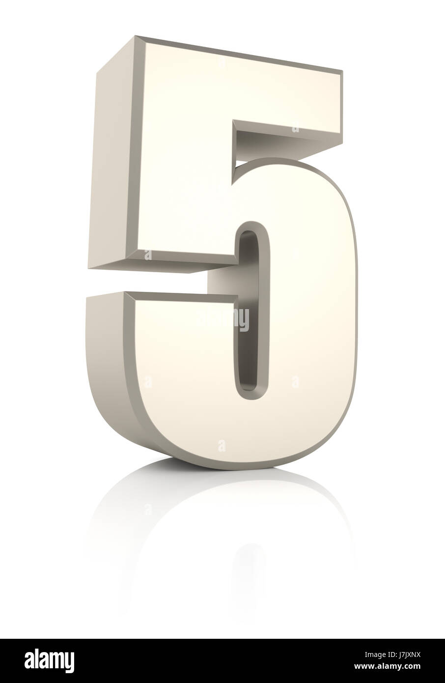 Numero 5 isolati su sfondo bianco. 3D render Foto Stock