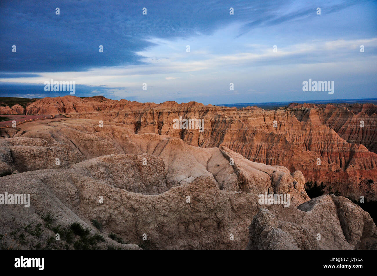 Parco nazionale Badlands, South Dakota al crepuscolo Foto Stock