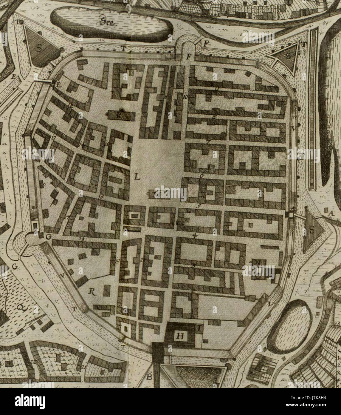 Anton Weck Grundriss der Stadt Dresden 1529 Zuschnitt Stadtzentrum Foto Stock