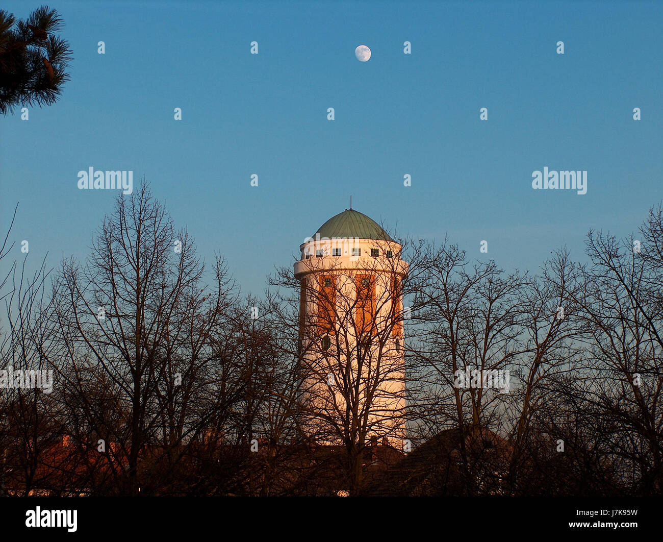 Il Wasserturm di Hockenheim, in Germania, è una storica torre dell'acqua conosciuta per la sua architettura distintiva. Questa foto, scattata nel 2011, evidenzia il significato della torre nella storia locale e il suo ruolo nel sistema di approvvigionamento idrico della città. Foto Stock