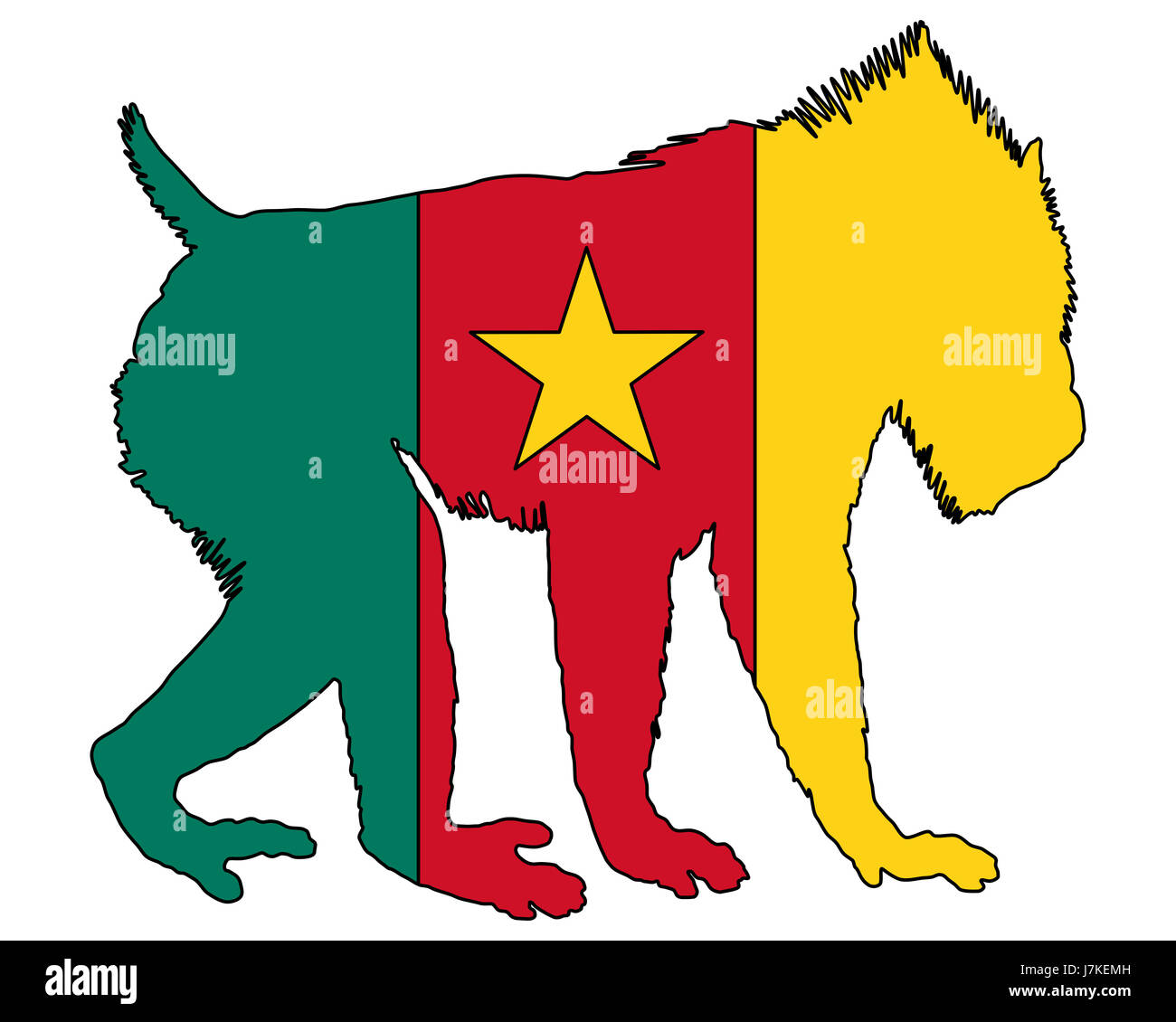 Segno del segnale a colori opzionale animale mammifero fauna green monkey illustrazione bandiera Foto Stock
