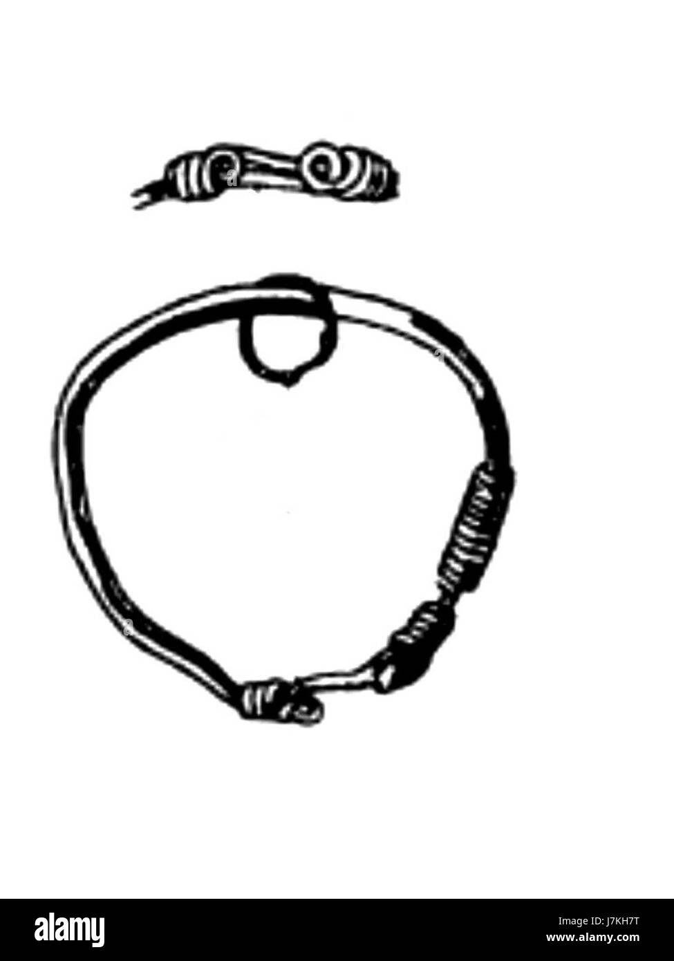 Questo bracciale dacico, originario della Transilvania, rappresenta l'artigianato dell'antico popolo dacico. Il braccialetto è un manufatto significativo, che mostra le abilità di lavorazione dei metalli dei Daci e le loro pratiche culturali prima della conquista romana. Foto Stock