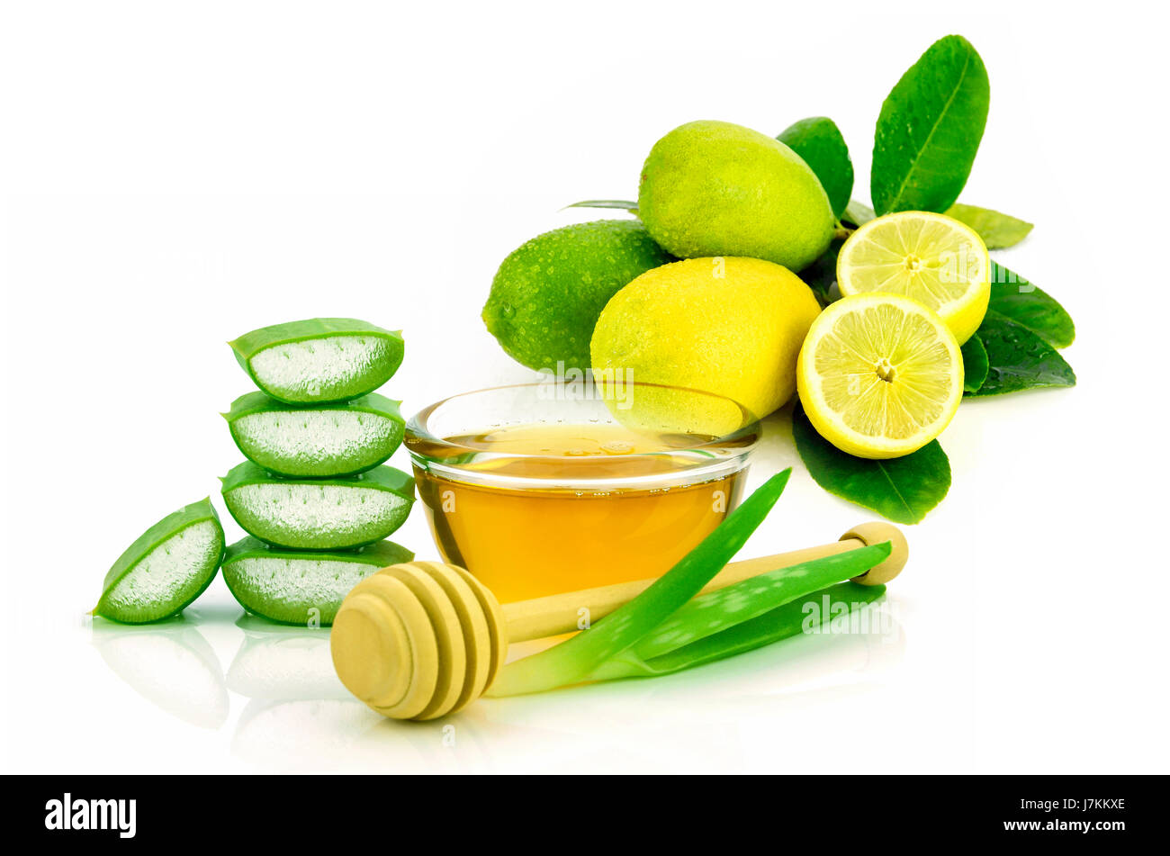 Aloe Vera, fresco di limone e il miele. Viso naturale, la pelle per la cura  dei capelli e la ricetta Foto stock - Alamy