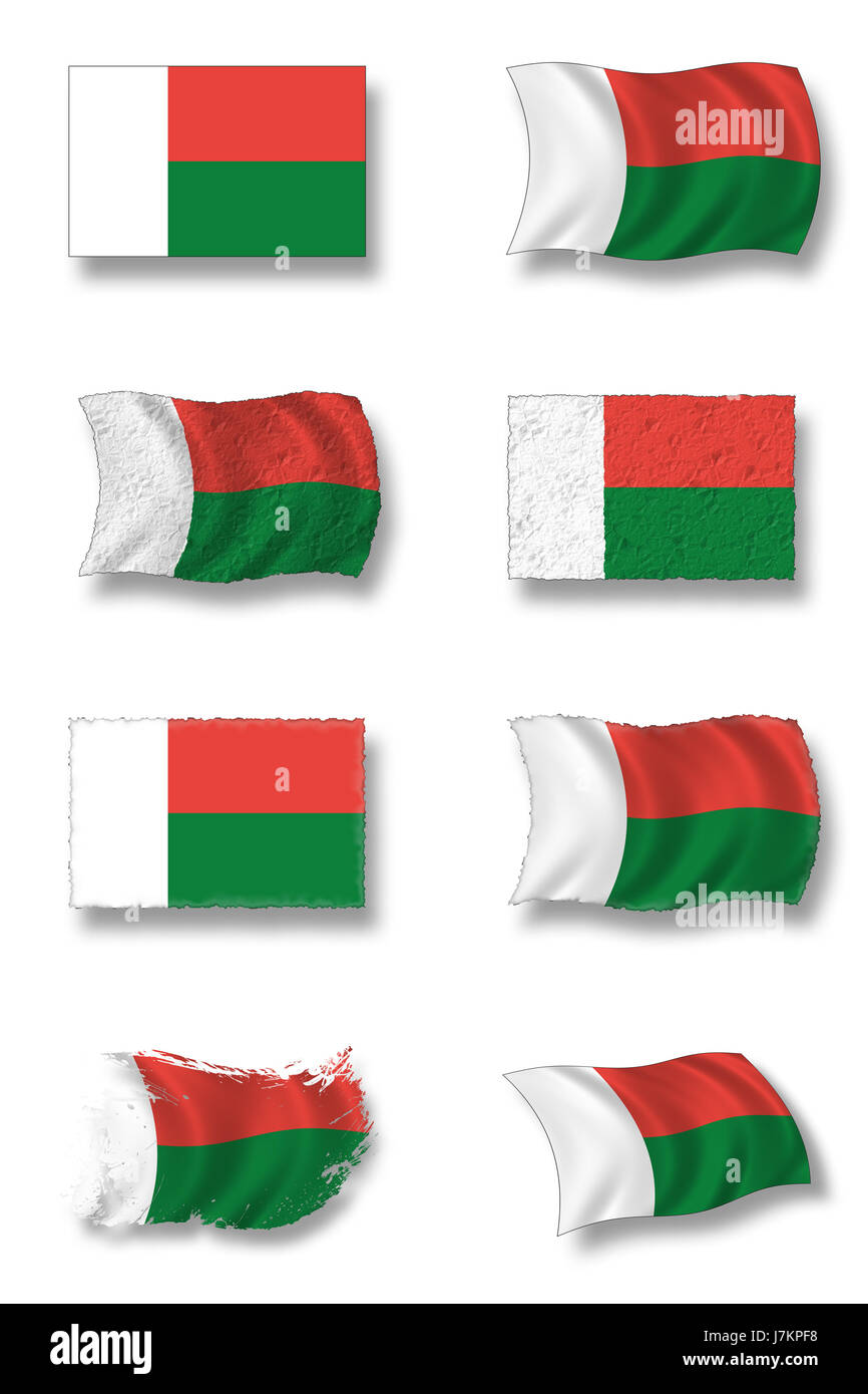 Bandiera del Madagascar bandiera nazionale soffiare il Madagascar National pittogramma Foto Stock