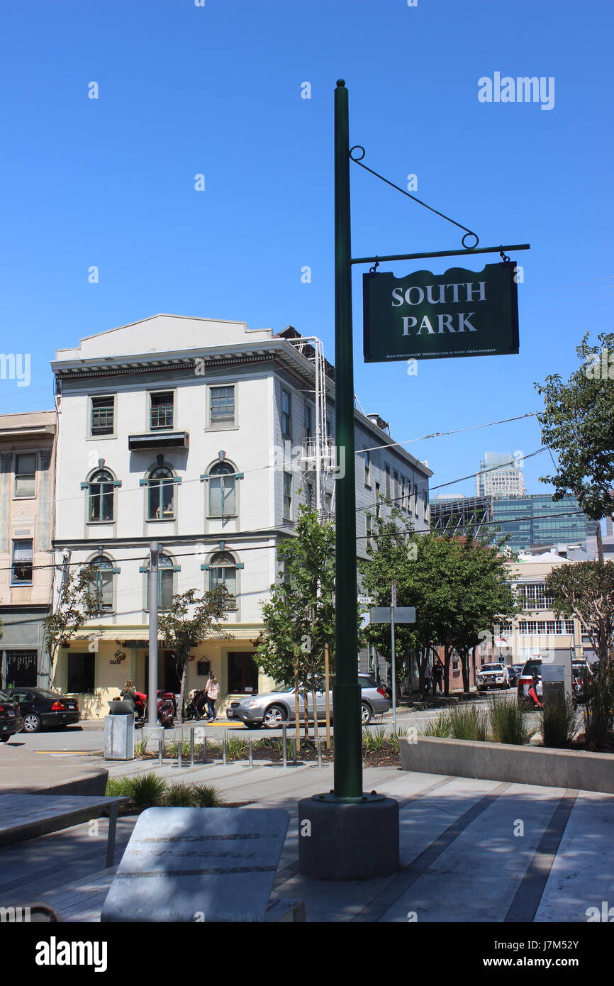 Caffe Centro, precedentemente noto come la vista del parco e Bo-Chow hotel, costruito 1913, South Park di San Francisco, California Foto Stock